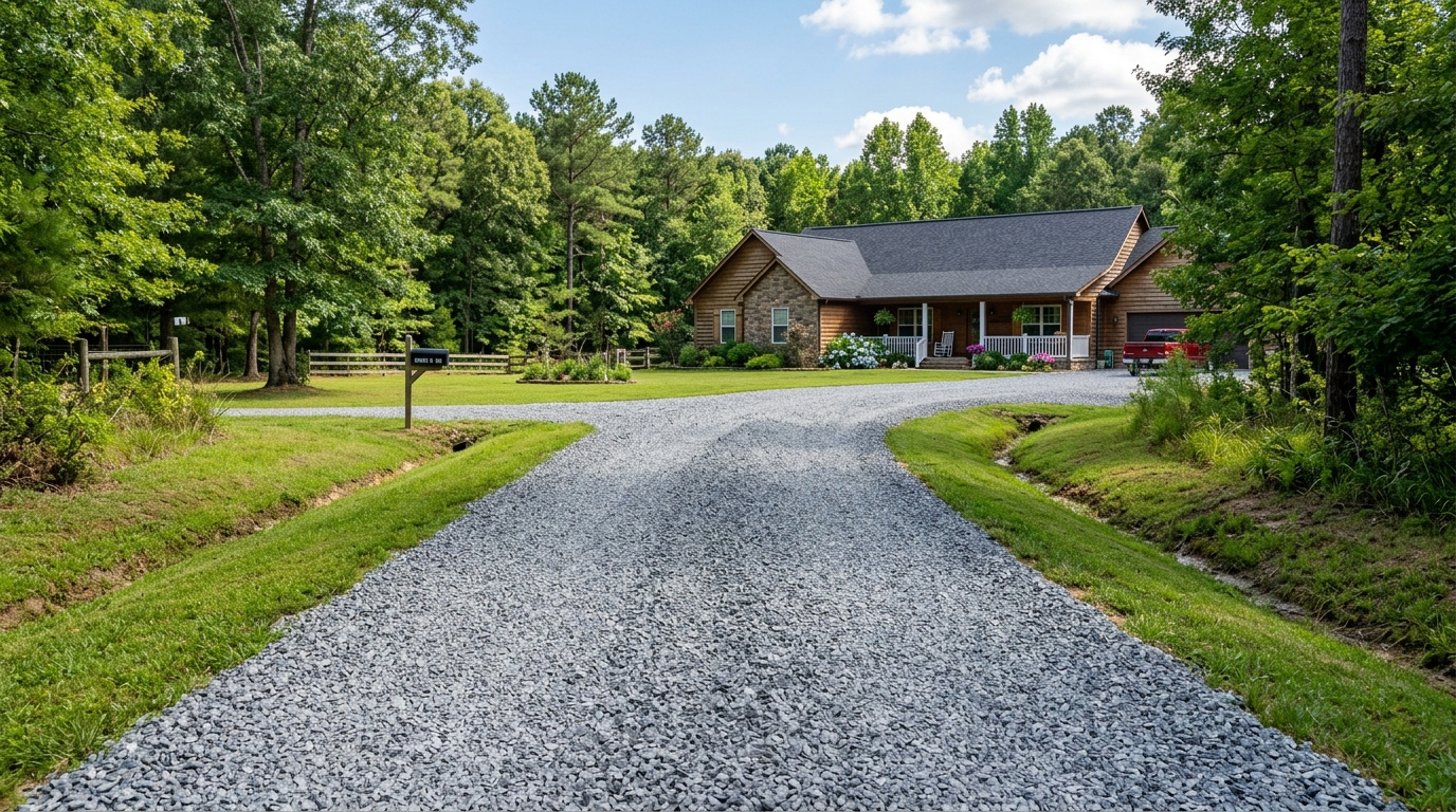 Compacted SB2 gravel driveway